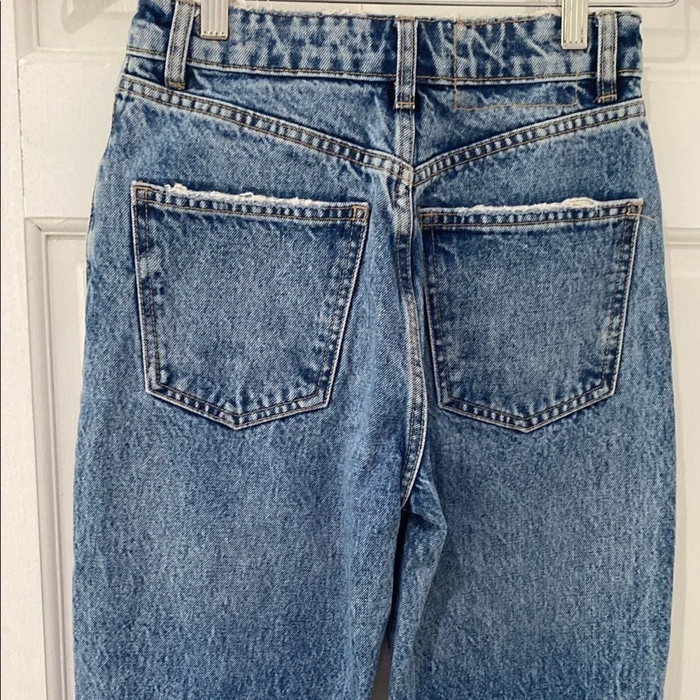 Zara  Button Fly High Rise 5 Pocket Jeans, Size 0